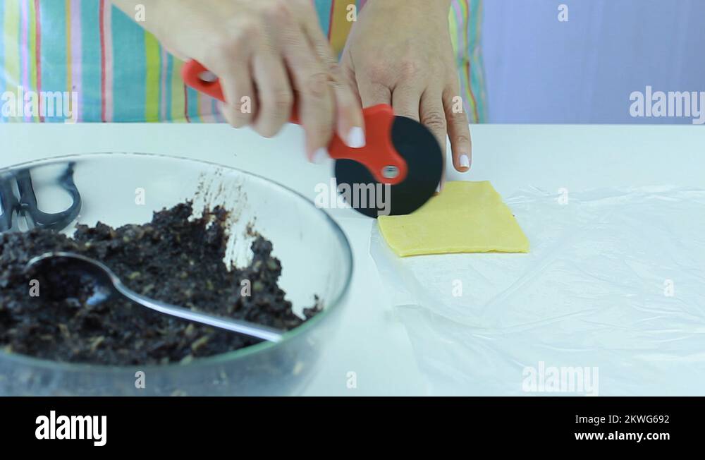 Poppy seed Danish Flower pastries Filo dough puff pastry flaky Phyllo Dough Stock Video Footage