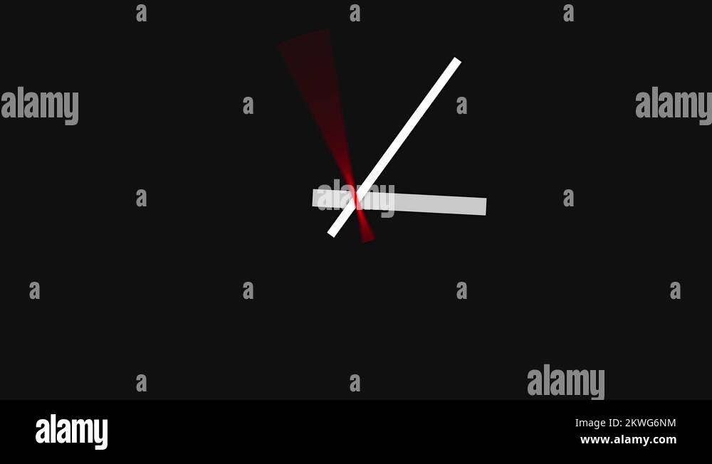 Animated Clock With Rectangular Hands and Red Second Hand With Motion