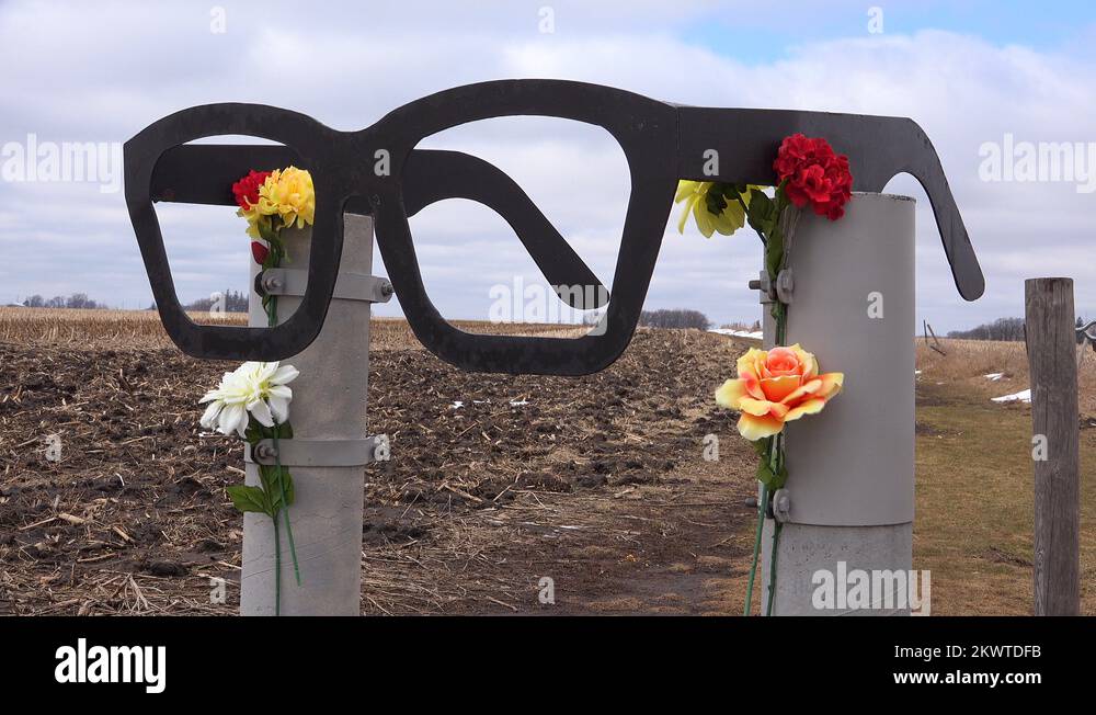 The Buddy Holly Memorial plane crash site in Clear Lake, Iowa Stock