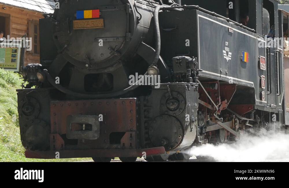 Steam Engine Train Start Moving Railway Station View Stock