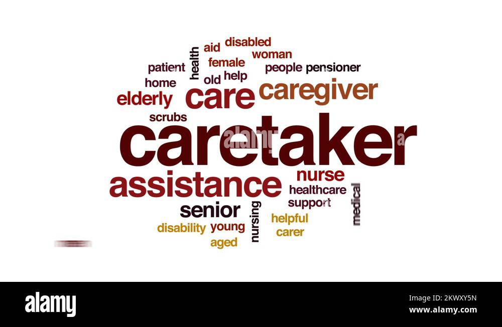 Caretaker animated word cloud, text design animation Stock Video