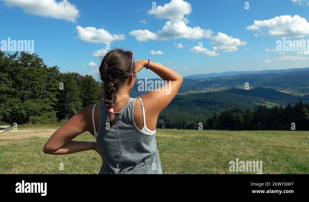 Back view teenage girl standing Stock Videos & Footage - HD and 4K ...