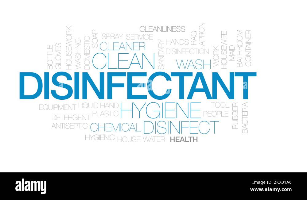 Disinfectant animated word cloud, text design animation.