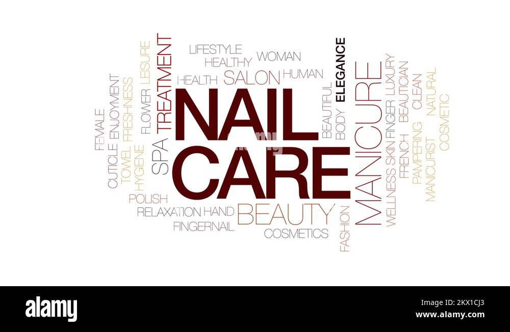 Nail care animated word cloud, text design animation.