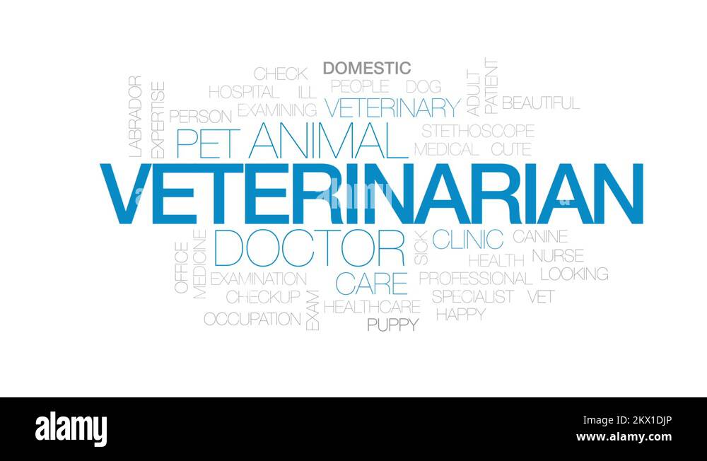 Veterinarian animated word cloud, text design animation.