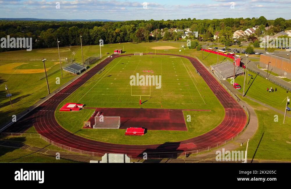 Back of Ahr High School Football Field Flyover Stock Video