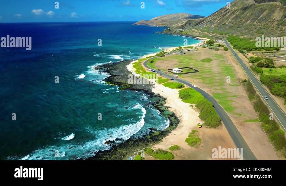 Aerial Body Surfing on Tropical Hawaiian Beach. Sandy Beach, Oahu