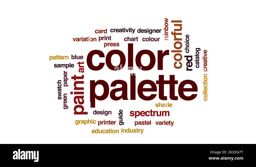 Color palette animated word cloud, text design animation Stock Video