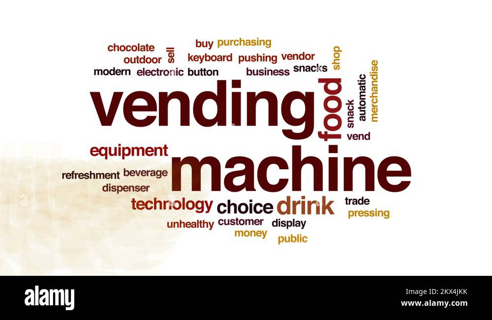 Vending machine animated word cloud, text design animation Stock Video