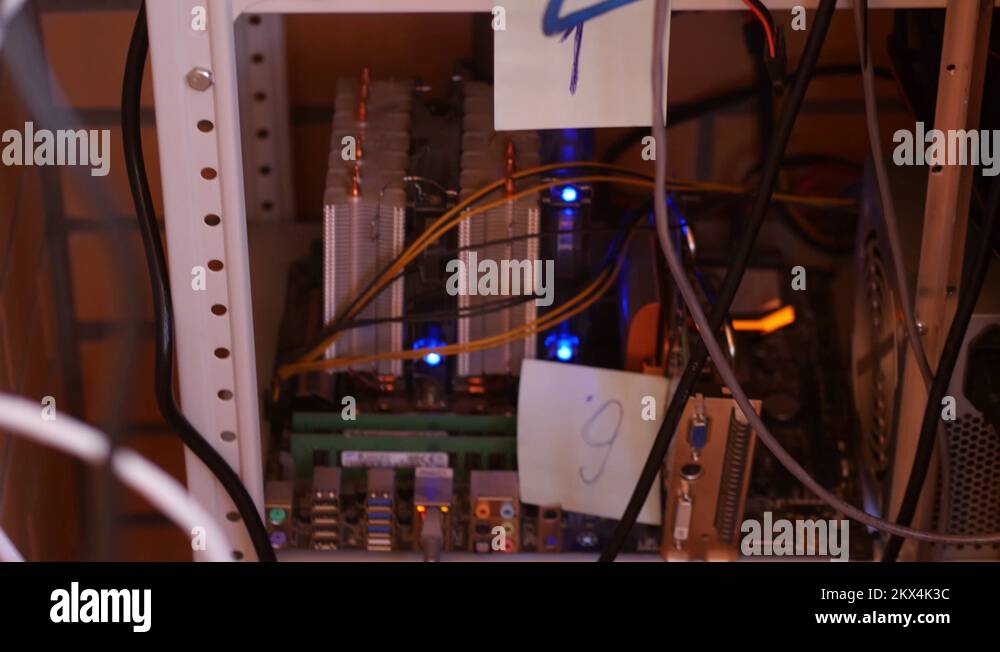 Home render farm on rack with lots of wires. 3840x2160, 4K Stock Video ...