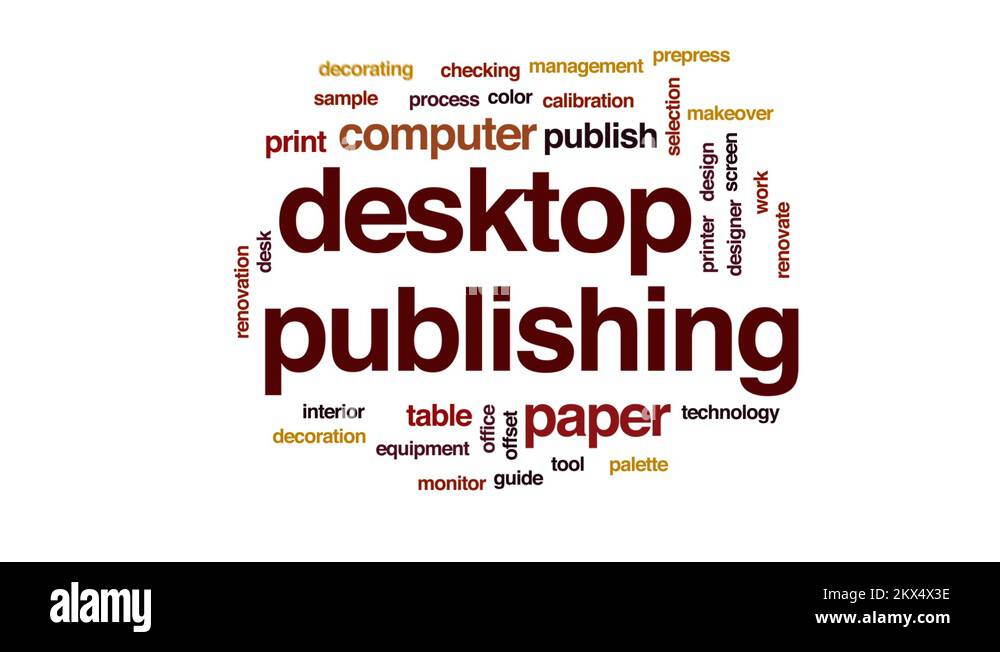 Desktop publishing animated word cloud, text design animation Stock Video Footage Alamy