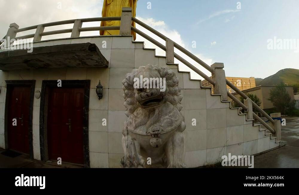 mythical lion creature under the Buddha statue in Mongolia capital