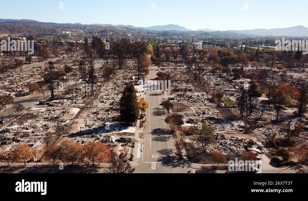 Shocking aerial of devastation from the 2017 Santa Rosa Tubbs fire 