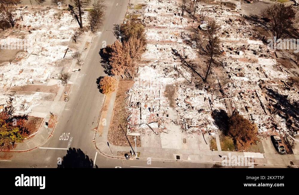 Shocking aerial of devastation from the 2017 Santa Rosa Tubbs fire 