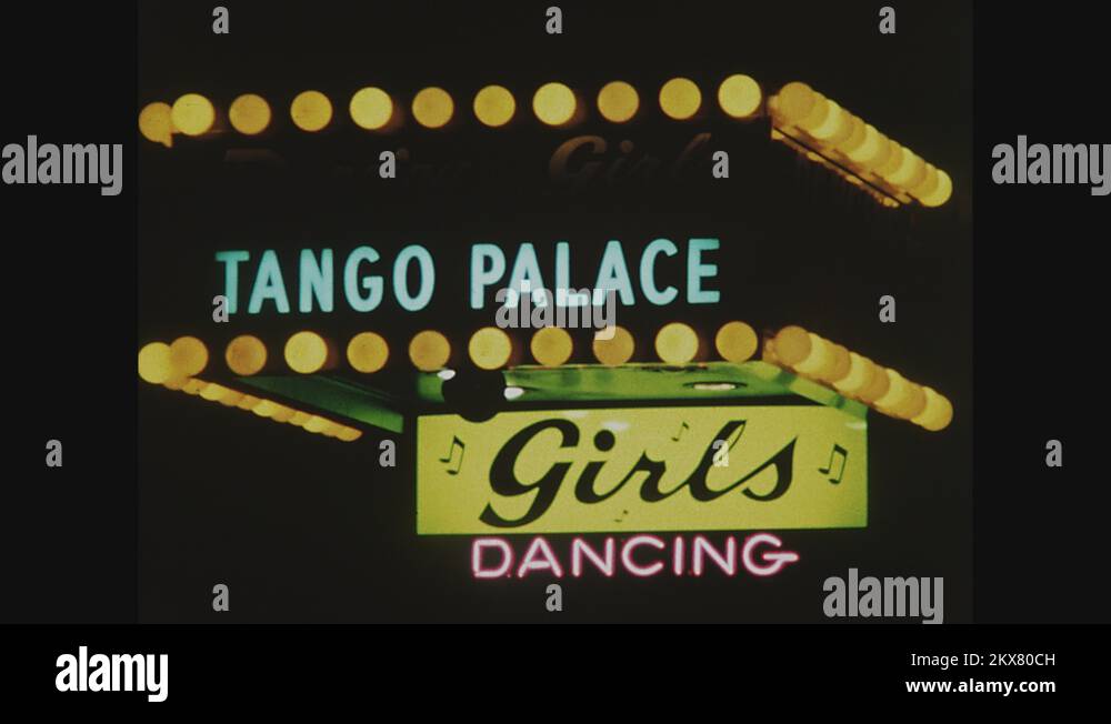 Tango Palace, Girls, flashing lights, Times Square at night, New York