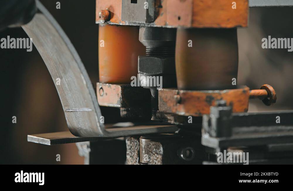 Process working modern cutting hole in metal detail on turning lathe at plant Stock Video