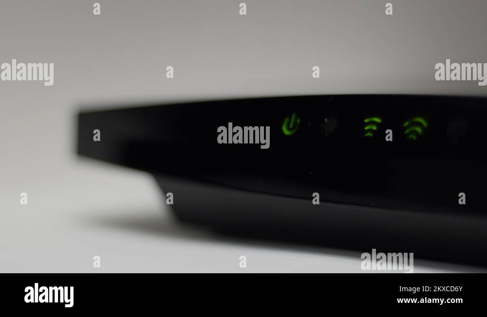 Blinking Indicators WiFi Router On White Desk Stock Video Footage Alamy