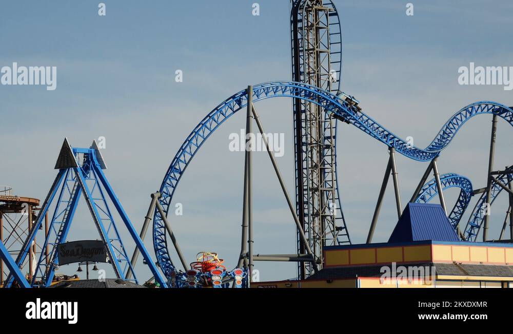 Roller Coaster Galveston Island Historic Pleasure Pier Slow Motion Stock Video Footage Alamy