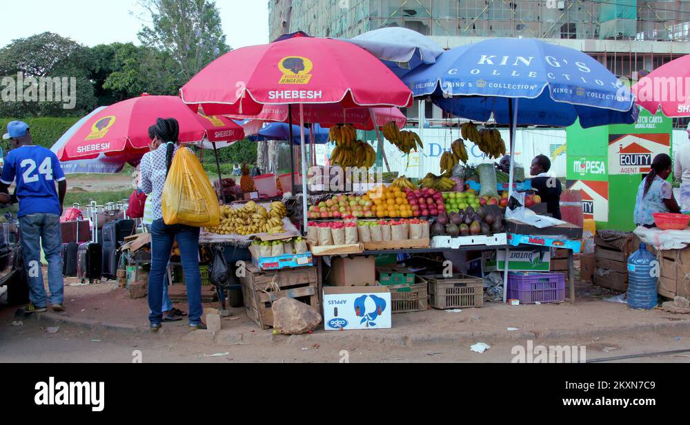 FRUIT STALL AT NGONG RD NAIROBI KENYA AFRICA Stock Video Footage Alamy