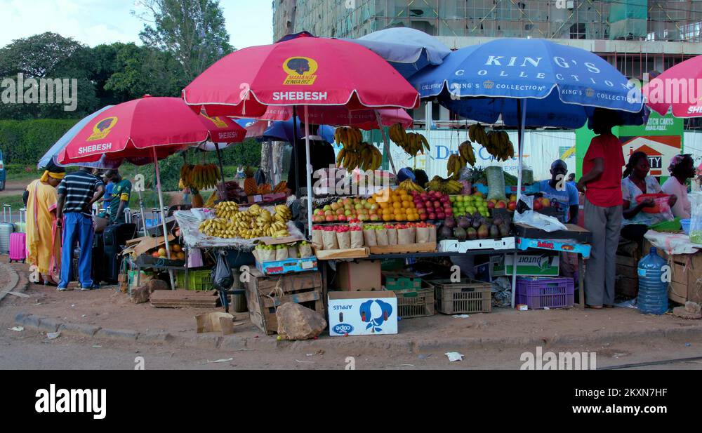 FRUIT STALL AT NGONG RD NAIROBI KENYA AFRICA Stock Video Footage Alamy