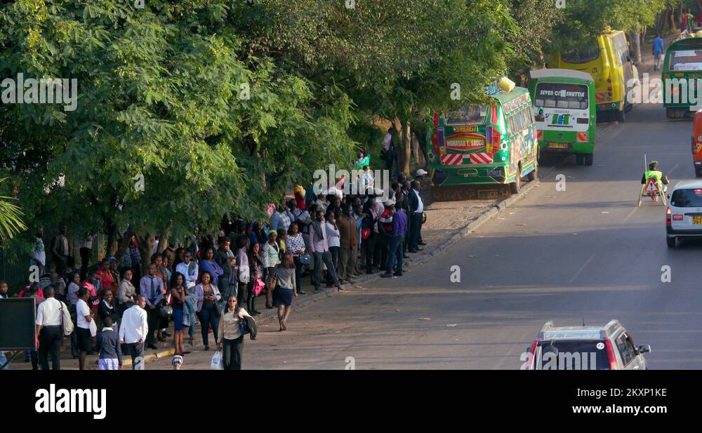 TRAFFIC PEDESTRIANS BUS STOP NAIROBI KENYA AFRICA Stock Video Footage ...