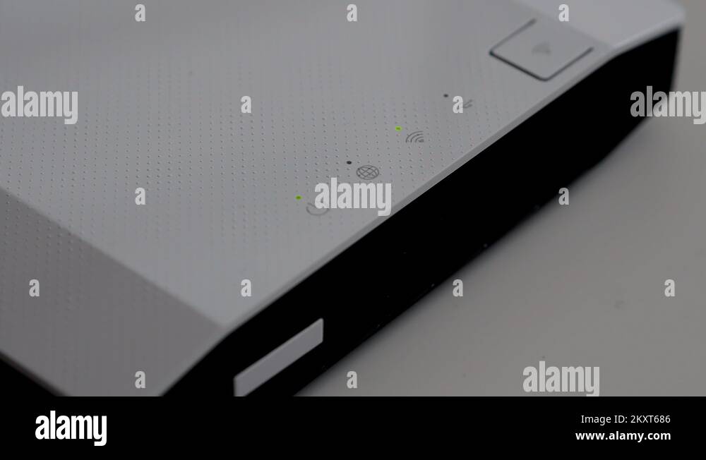 Blinking Indicators Wi-Fi Router On White Desk Stock Video Footage - Alamy