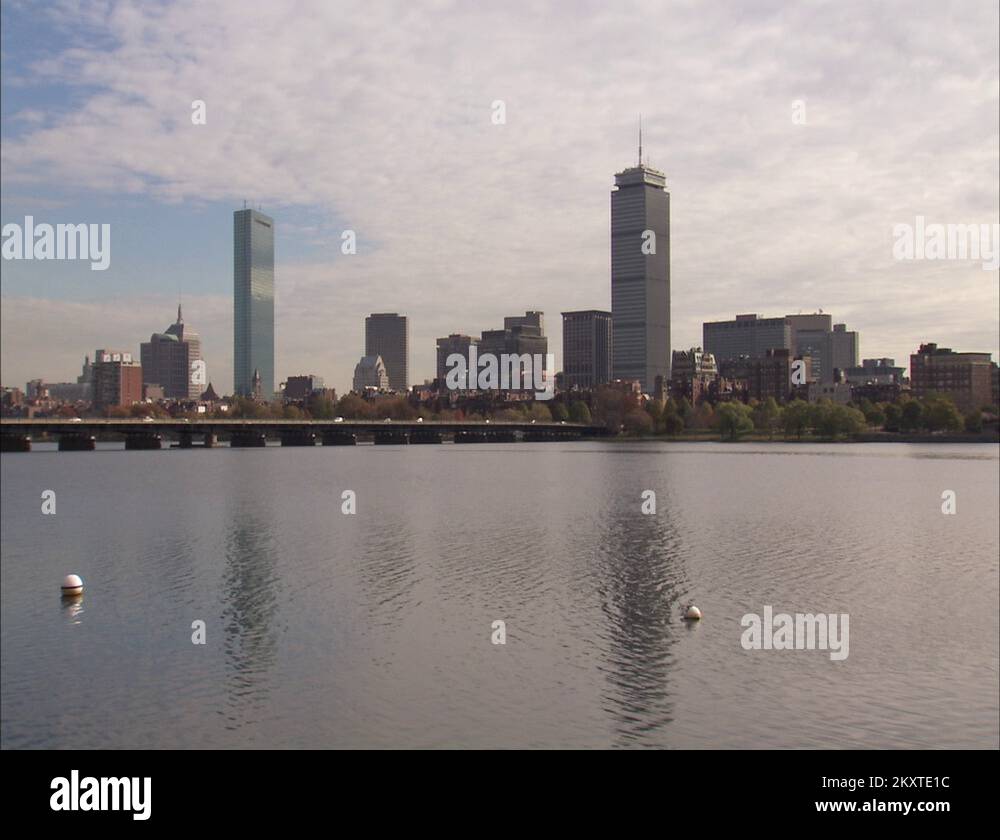 Boston Prudential and John Hancock buildings from across the Charles