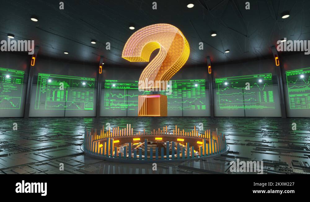 Question mark icon surrounded by screens appears in the middle of hi ...