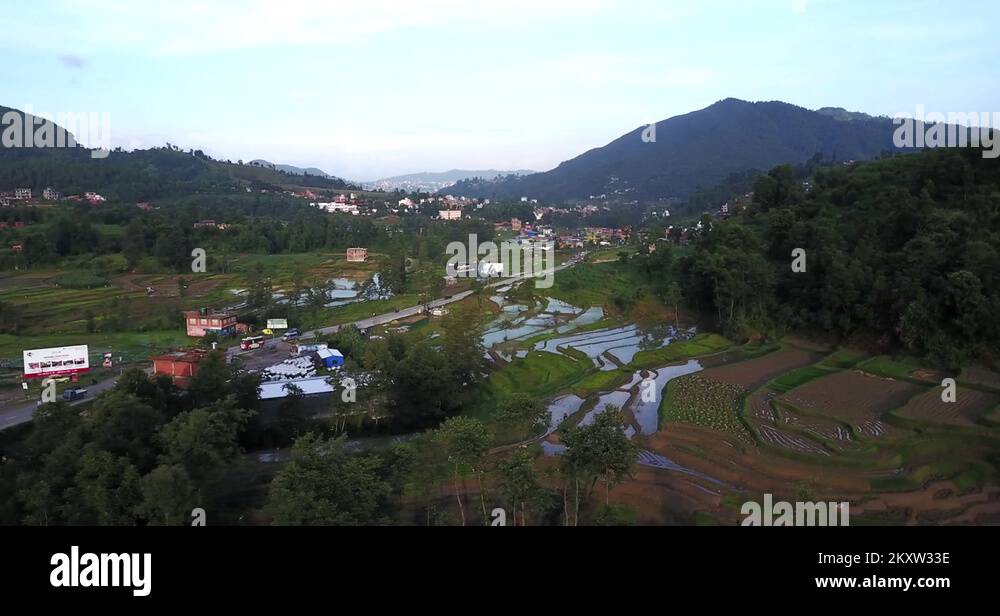 Drone aerial shots Nepal Kathmandu Bhaktapur Bagbazar Dharahara Tower
