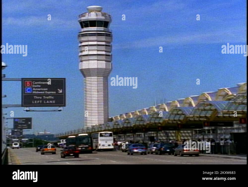 Washington DC, Reagan National Airport, exterior with tower, wide shot