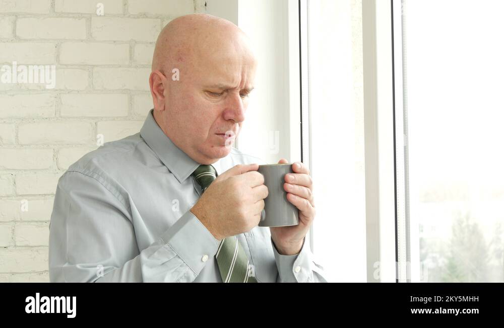 Upset Businessman Drinking Coffee Make Irritated Hand Gestures Disappointed Stock Video Footage 