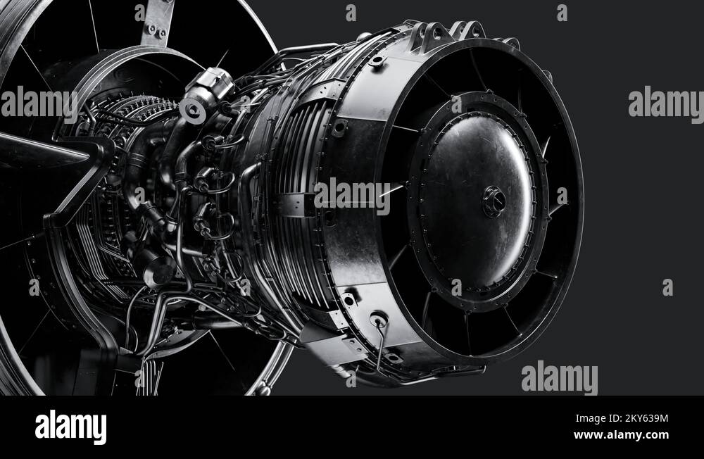 Animation of highly detailed model of CFM56 turbofan aircraft engine ...