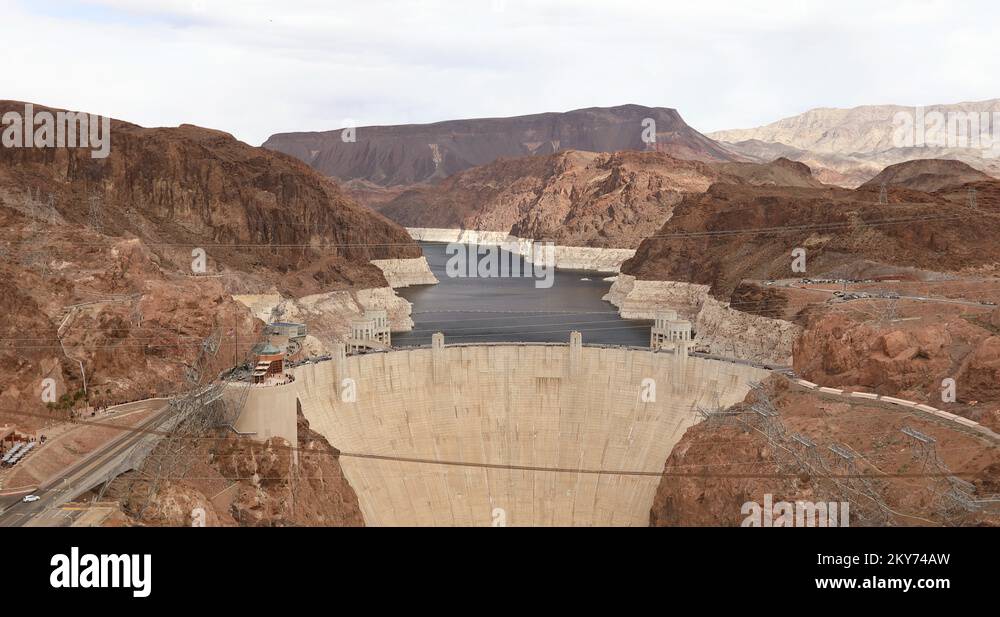 Hoover Dam engineering marvel on the Nevada Arizona border Stock Video ...