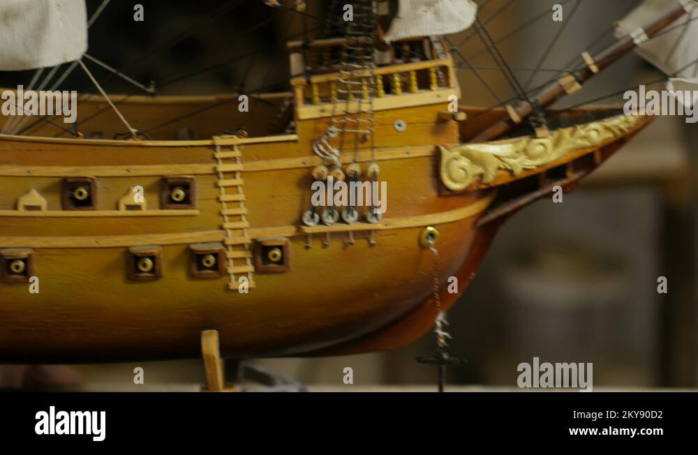 Schoolboy Staining Wooden Ship Model Stock Video Footage Alamy