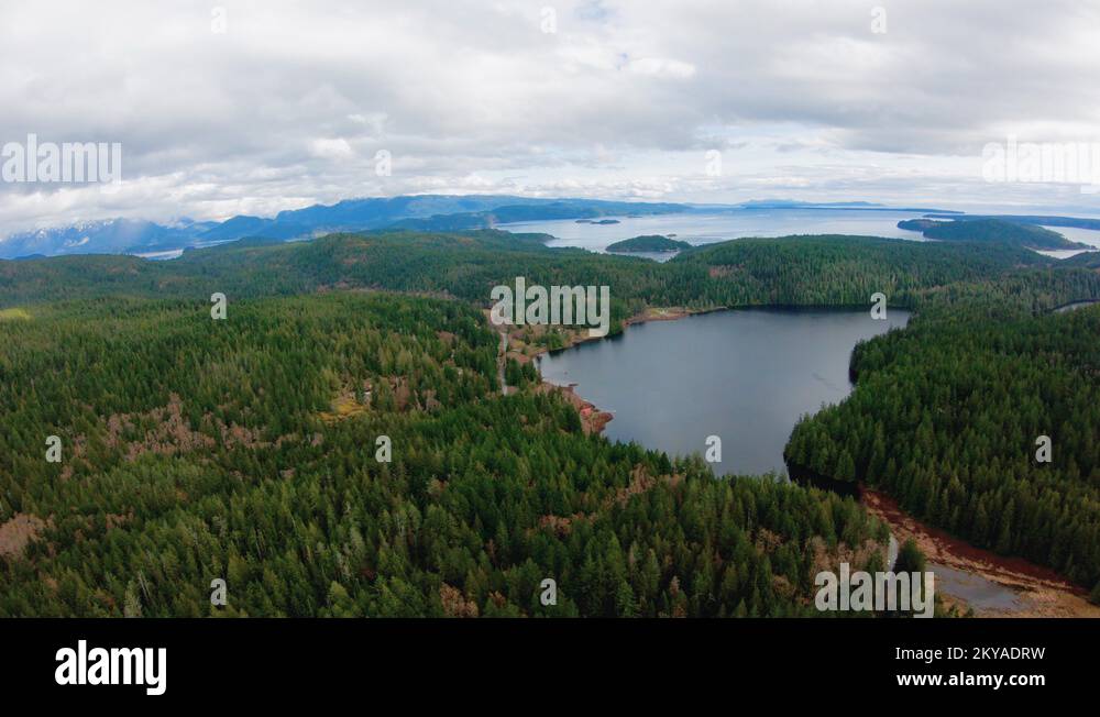 Gunflint Lake Aerial Flyover Cortes Island British Columbia Canada