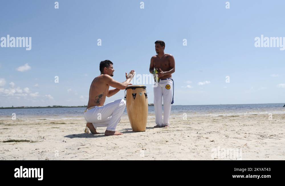 Capoeira Musicians Play Berimbau Tambourine Brazilian Musical