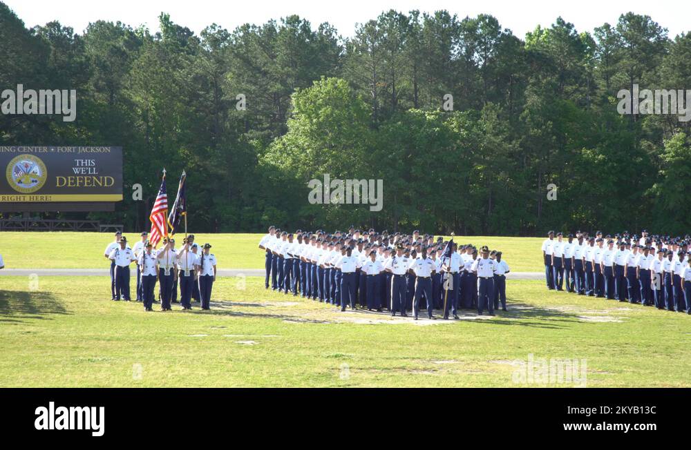 U.S. ARMY Cadets formation during graduation at Fort Jackson Training Center Stock Video Footage