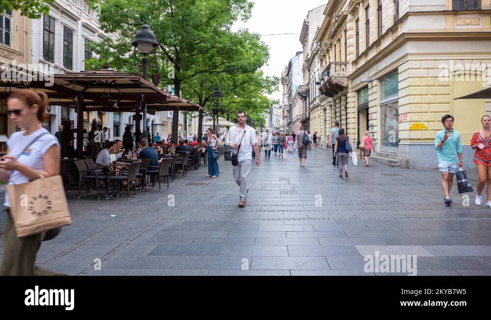 Pedestrian zone in the downtown of Belgrade, Serbia Stock Video Footage Alamy