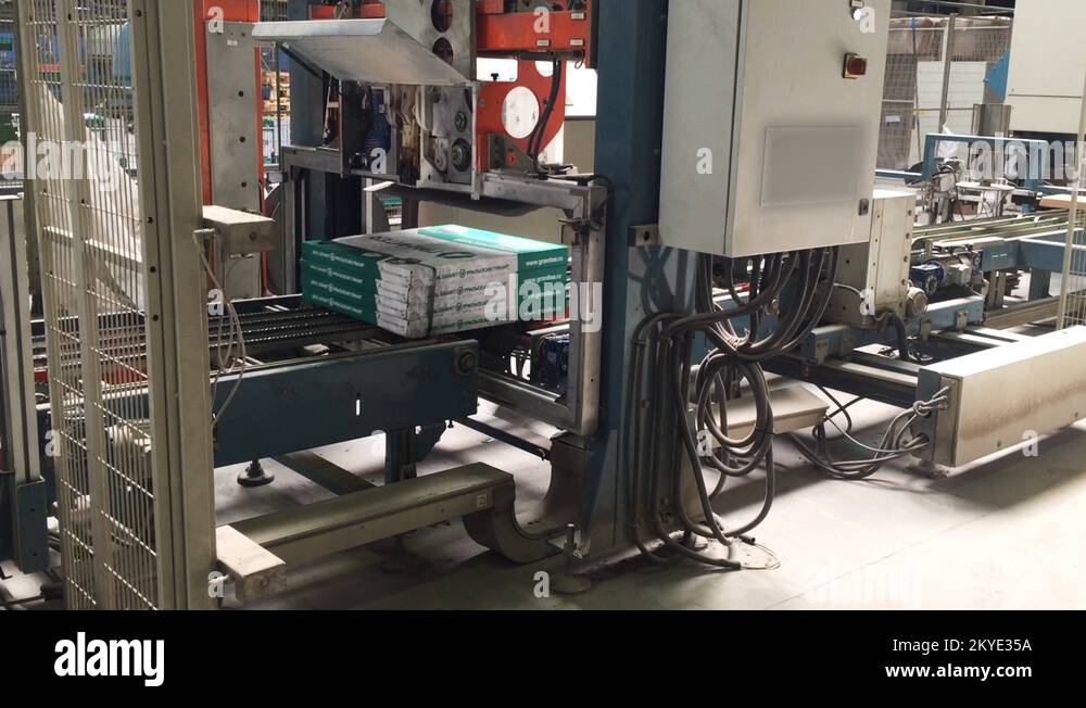 Production conveyor, conveyor line, conveyor belt, ceramic tile, kiln firin Stock Video Footage