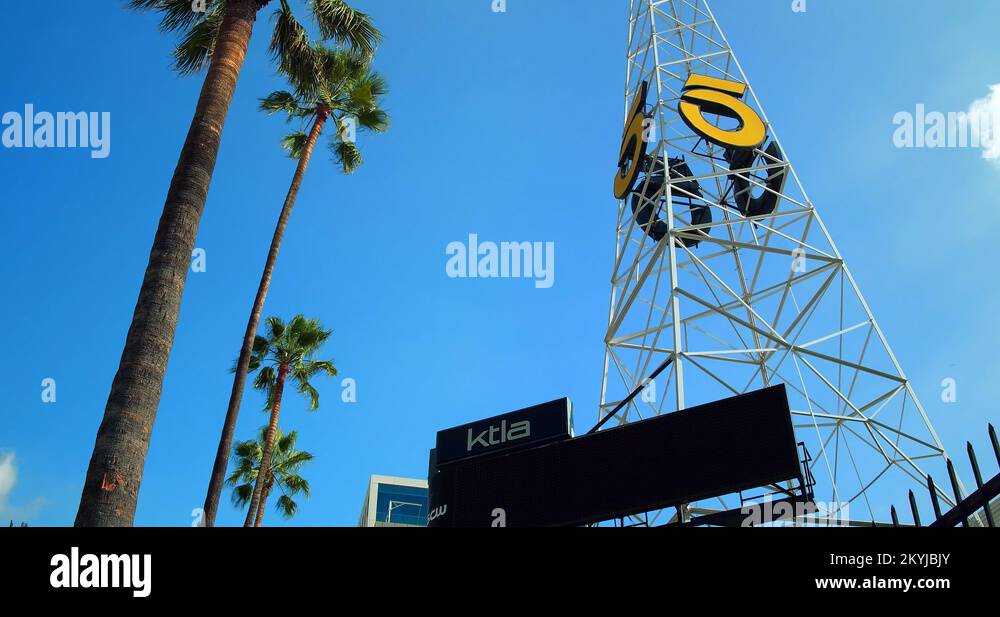 KTLA 5 Chanel News TV and radio broadcasting station tower in Los