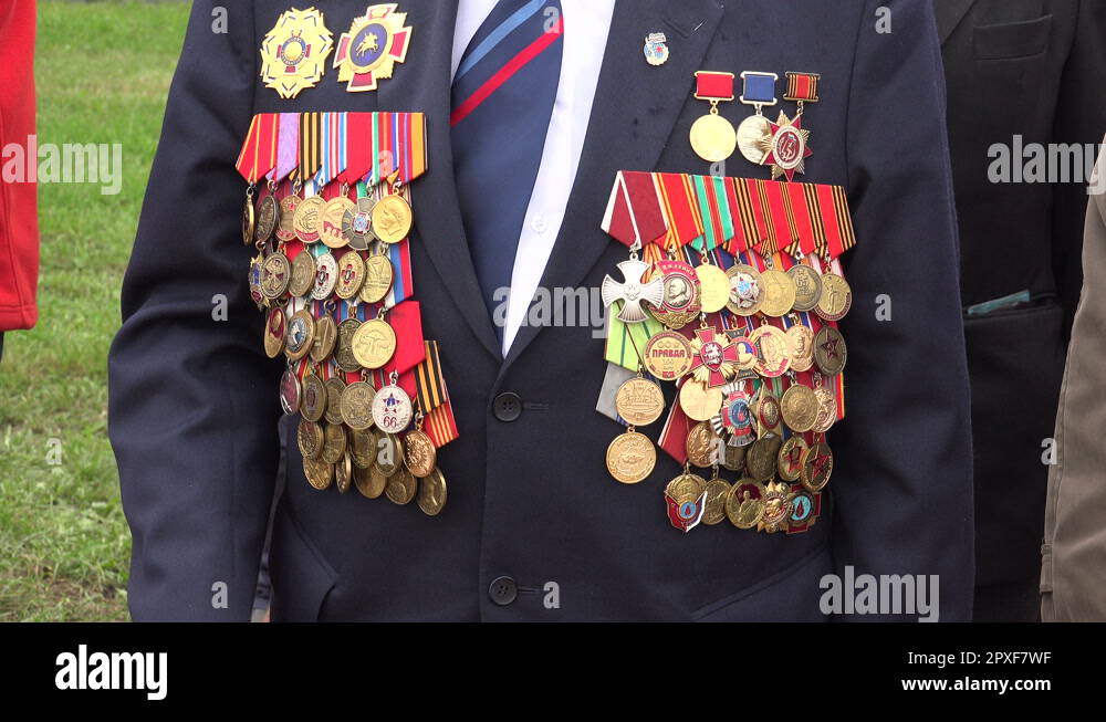 Orders and medals on his chest veteran. 4K Stock Video Footage Alamy