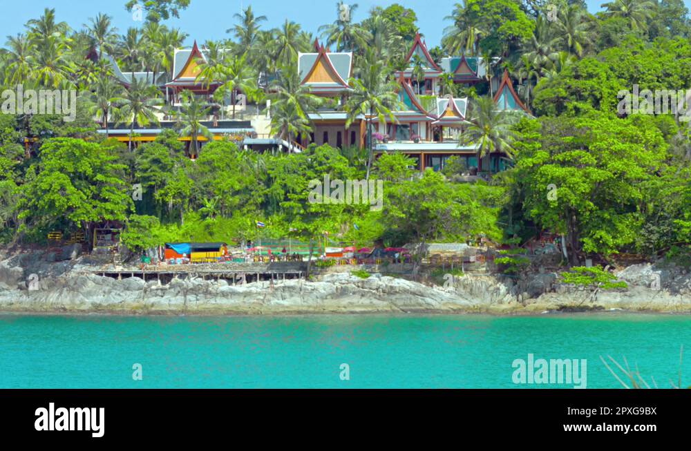 Luxury Resort Tucked Away Behind Treeline in Thailand Stock Video