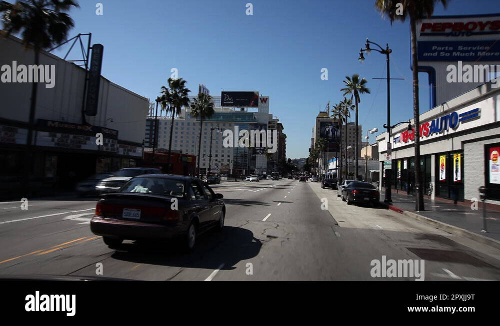 Driving through the 6100 block of Hollywood Boulevard Walk of Fame on Driving through the 6100 block of Hollywood Boulevard Walk of Fame on
