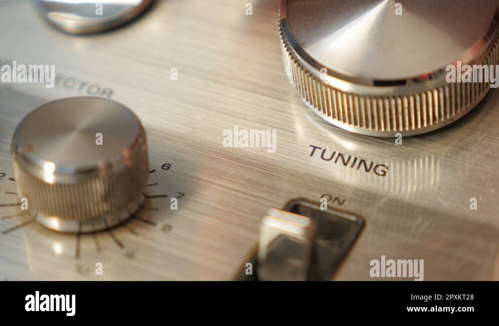 FM radio tuner adjusting stations and frequency closeup 4K Stock Video