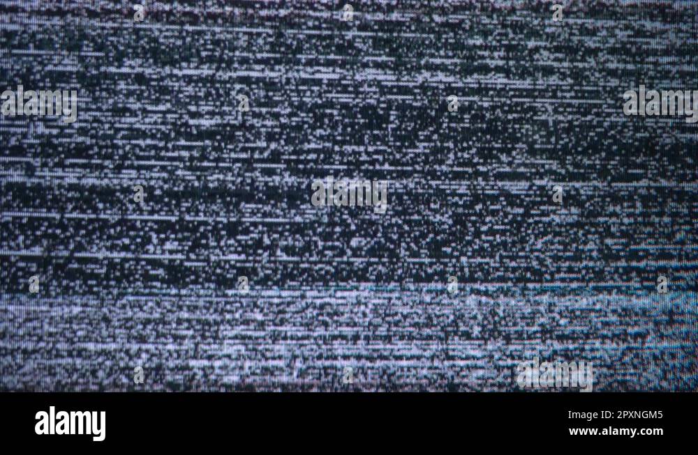 A flickering, analog TV signal. VHS retro recording video cassettes, TV