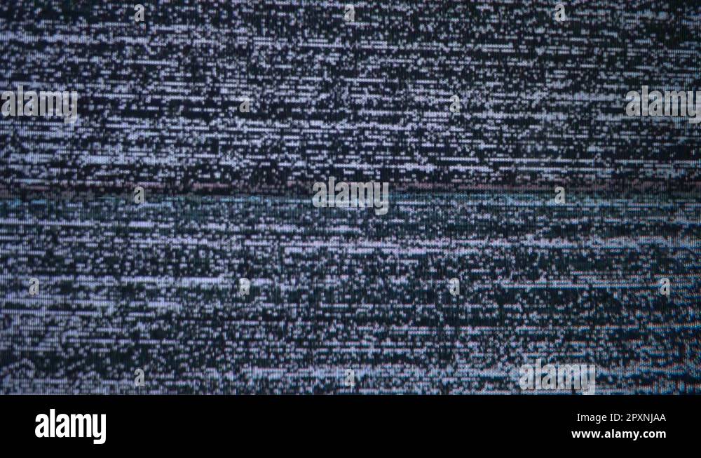 A flickering, analog TV signal. VHS retro recording video cassettes, TV