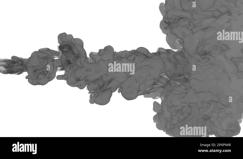 black paint dissolved in water on a white background. 3d render. voxel