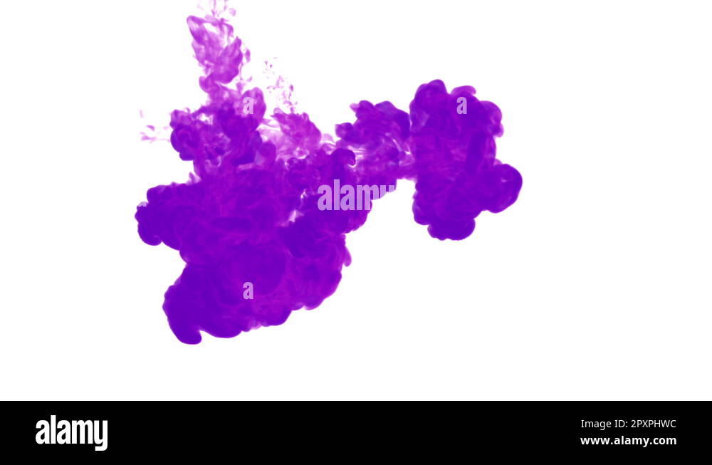 violet paint dissolved in water on a white background. 3d render. voxel