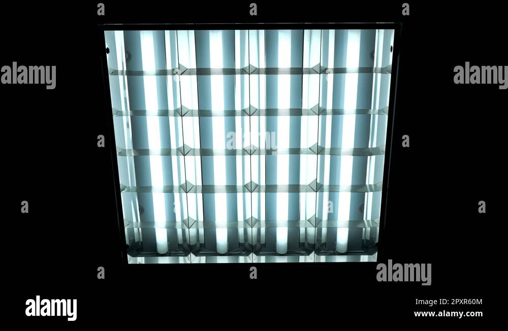 Fluorescent lights turning on and off Stock Video Footage Alamy