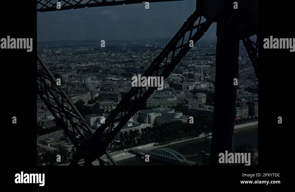 Elevator rising, the center column of the Eiffel Tower girders, POV, 2